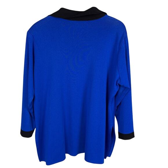 Misook Woman Royal Blue Black Colorblock Cardigan Pls Size Designer Quiet Luxury - Picture 2 of 7